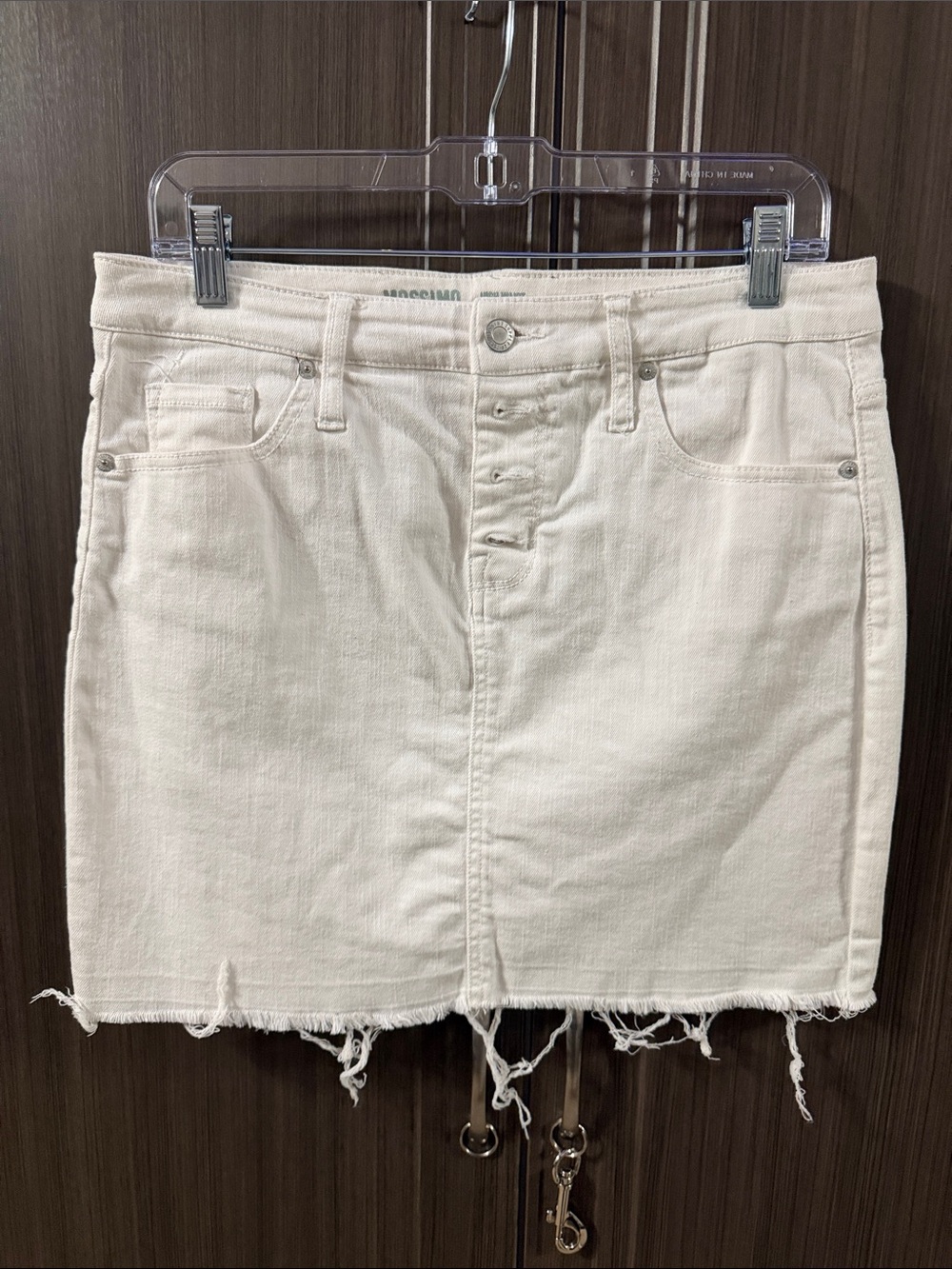 Mossimo‎ Supply Co. Ivory White Button-Front Denim Mini Skirt